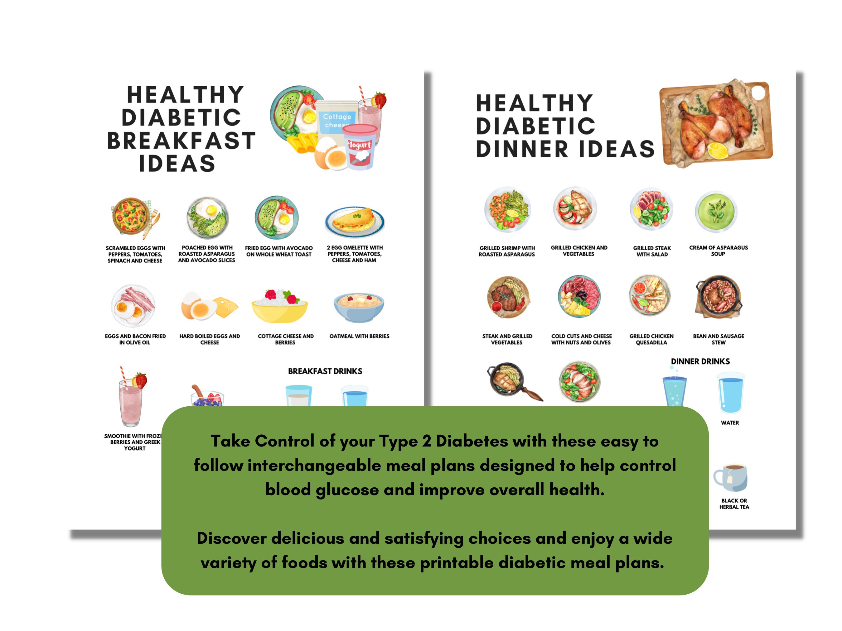 Type 2 Diabetes Meal Plan Printable Handout For Healthy Diabetic Meals 