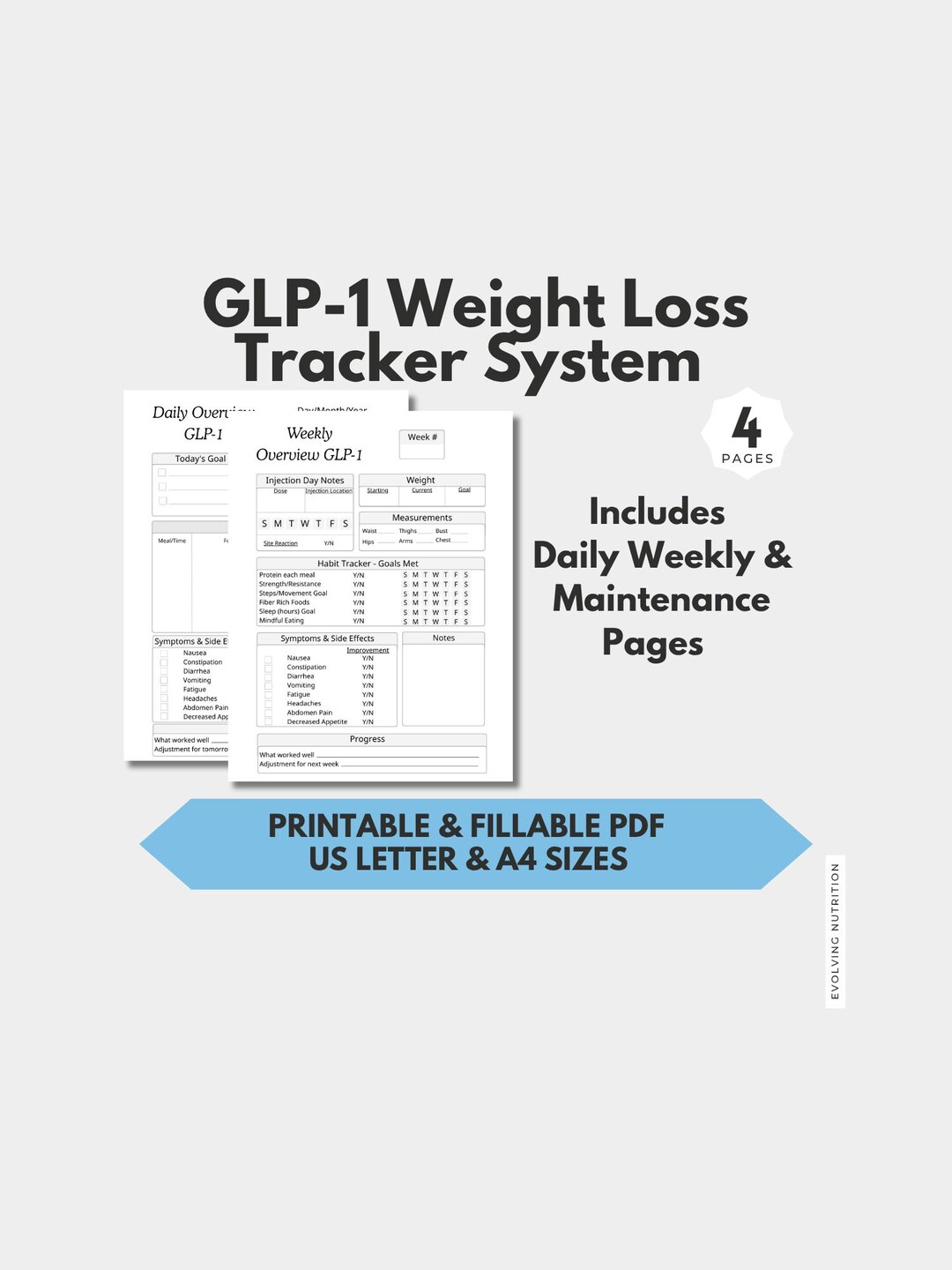 GLP-1 Weight Loss Tracker | Daily, Weekly, Maintenance Planner ...