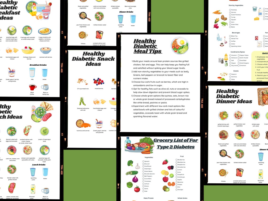 Diabetic Meal Plan Printable Handout for Healthy Diabetic Meals Instant ...