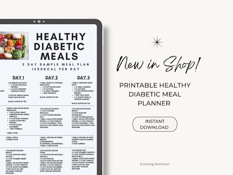 Diabetic Meal Plan Printable Handout for Healthy Diabetic Meals Instant