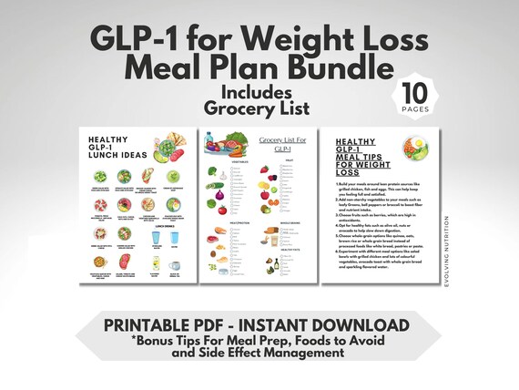 GLP-1 Weight Loss Meal Plan Bundle: Diet Tips, Grocery List (Digital Download)