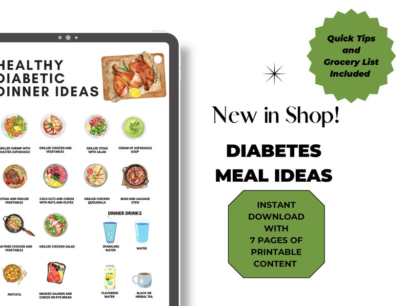 Type 2 Diabetes Meal Plan Printable Handout for Healthy Diabetic Meals