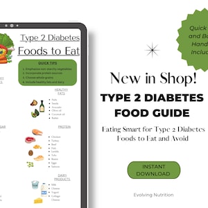 Type 2 Diabetes Food List Printable Handout for Diabetes Awareness-Instant Download for Healthy Diabetic Food List-Nutrition-Bonus Handout