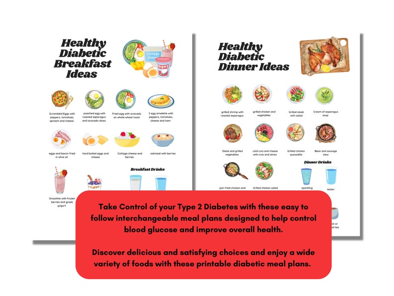 Printable Type 2 Diabetes Diet PDF Bundle With Diabetes Grocery List Diabetes Meal Ideas Instant ...