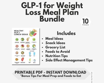 glp 1 foods list GLP-1 Weight Loss Meal Plan Bundle: Diet Tips, Grocery List (Digital  Download)