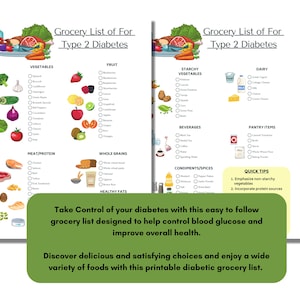 Type 2 Diabetes Meal Plan Printable Handout for Healthy Diabetic Meals ...