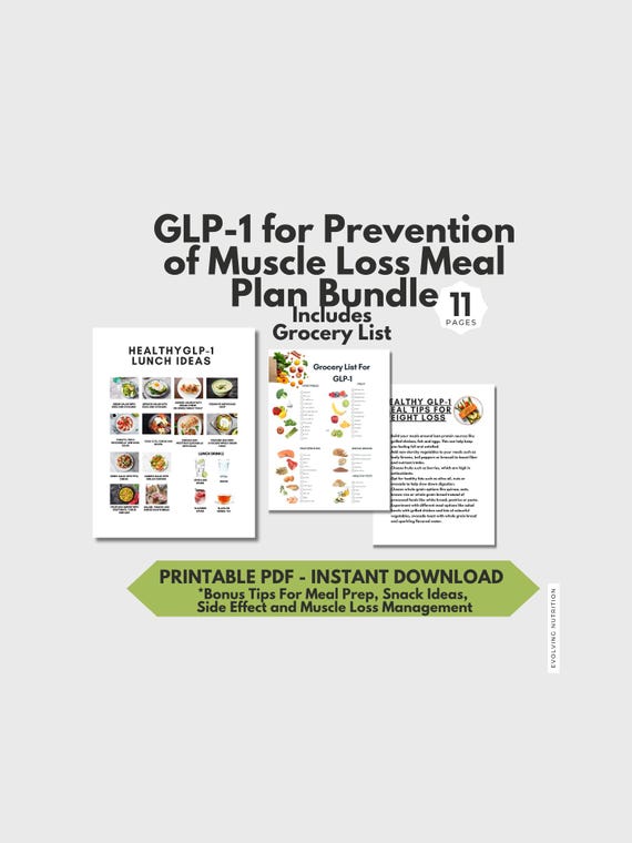GLP-1 Diet and Meal Plan Bundle for Weight Loss/grocery List & Muscle Loss  Prevention and Side Effect Management Tips - Etsy