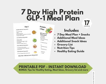 7-day GLP-1 Friendly Meal Plan: High Protein Recipes (PDF Download)