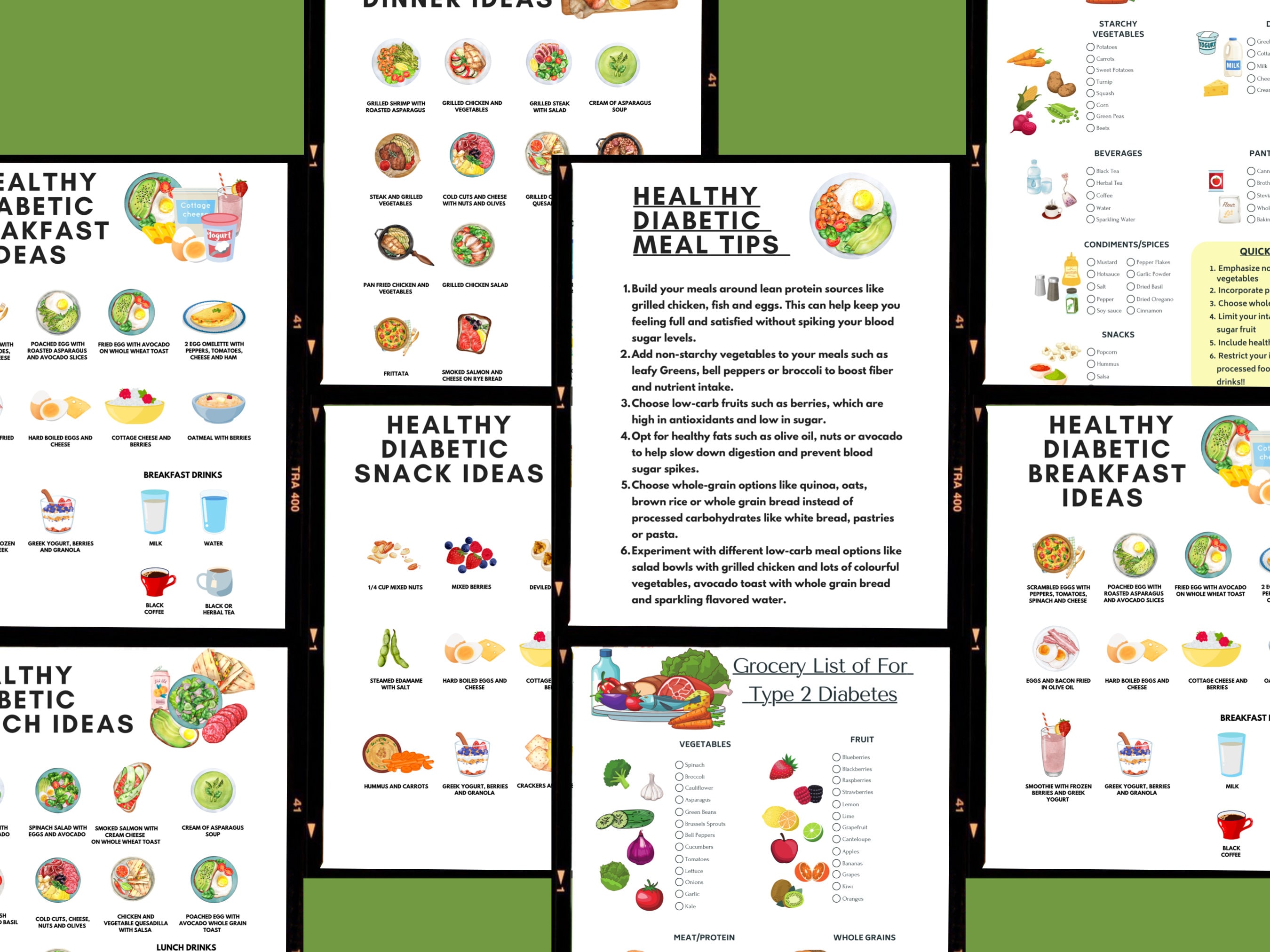 Type 2 Diabetes Meal Plan Printable Handout for Healthy Diabetic Meals