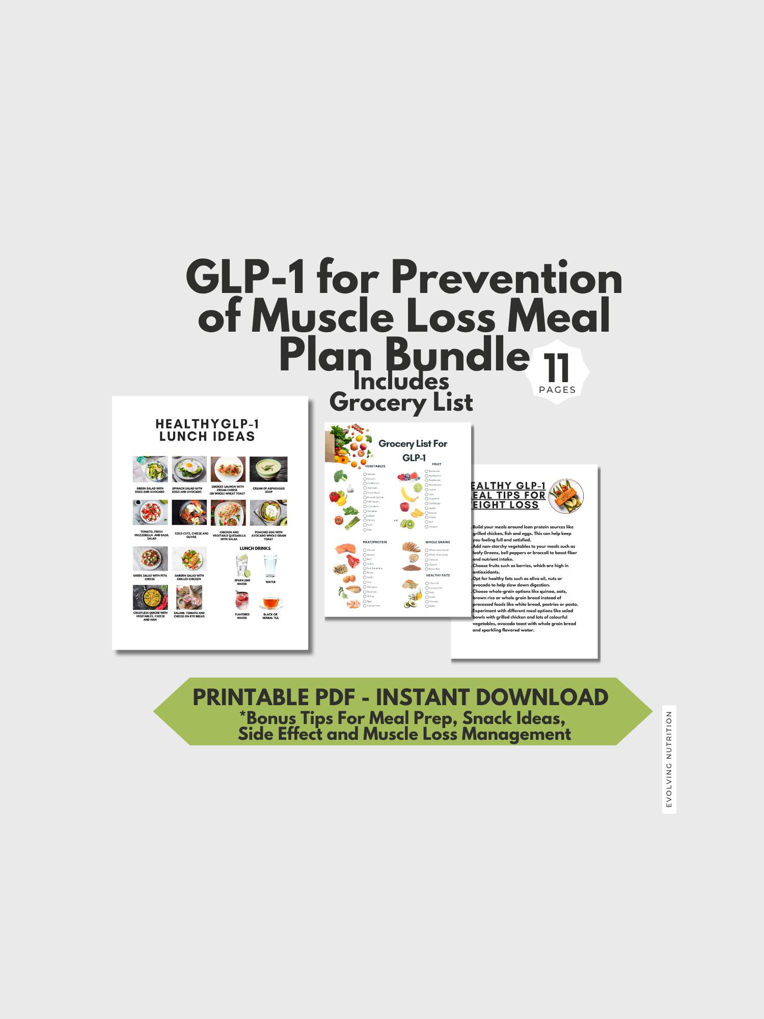 GLP-1 Diet Meal Plan Bundle, Muscle Loss & Side Effect Tips (printable  Digital Handouts)
