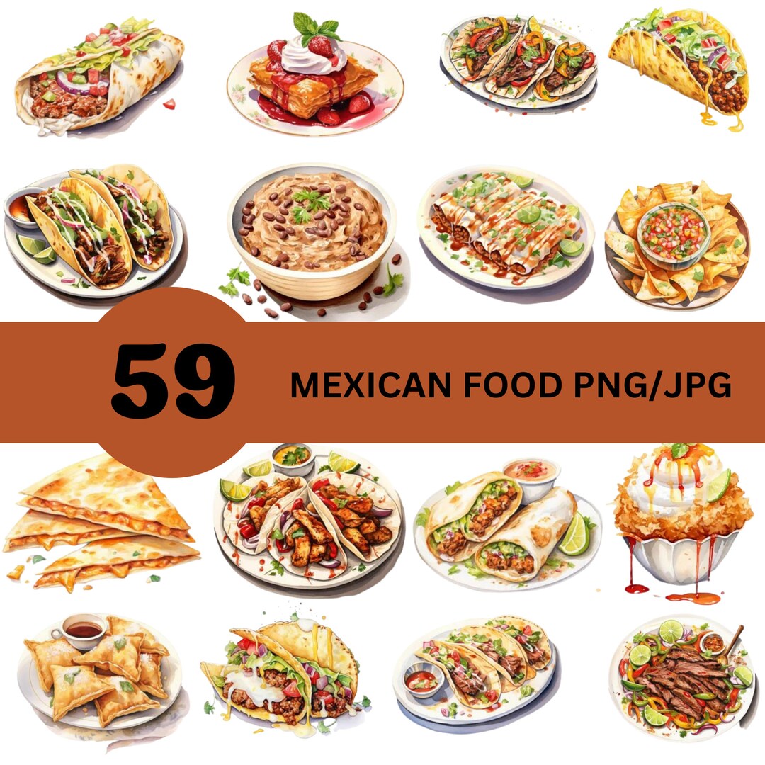 Mexican Food PNG Clipart/jpg Printable/mexican Food Sublimation/taco ...