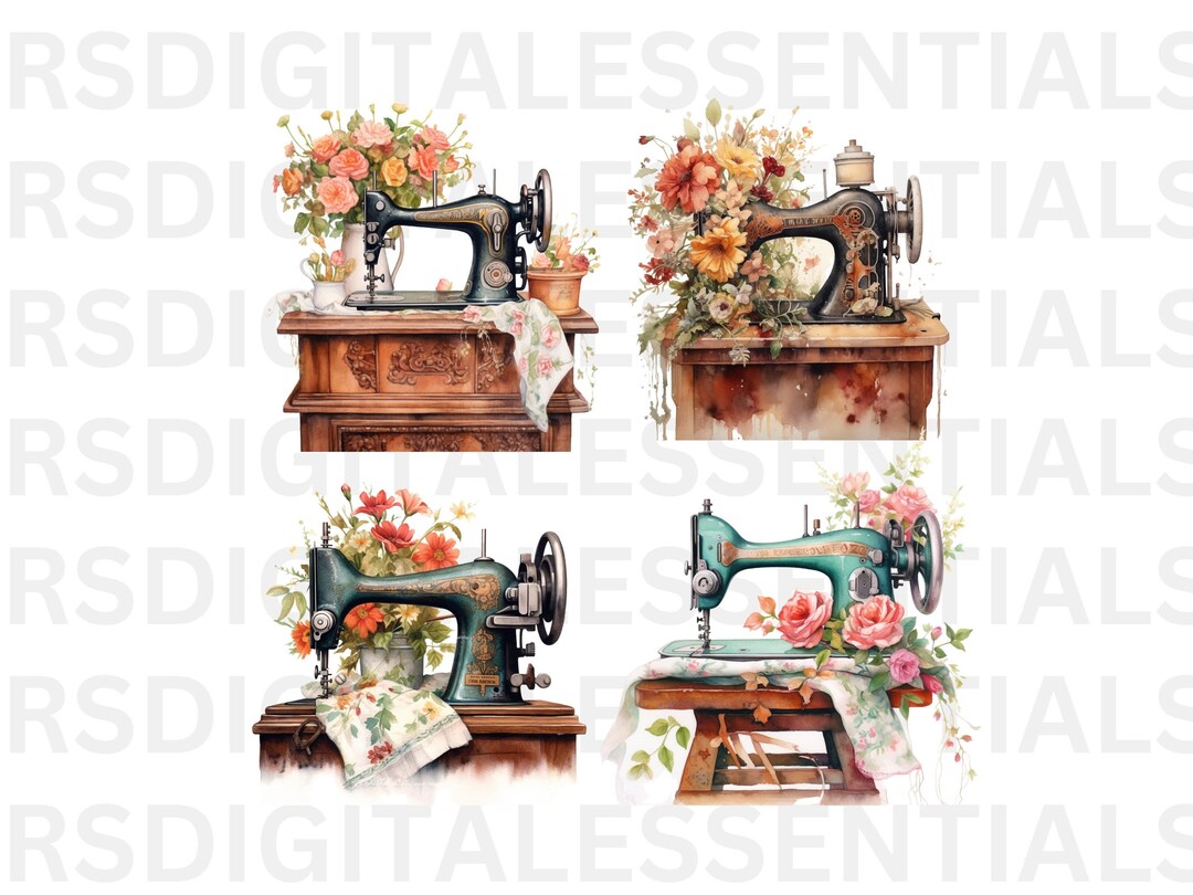 Vintage Sewing Machine PNG Clipart/jpg Printable/vintage Sewing Machine ...