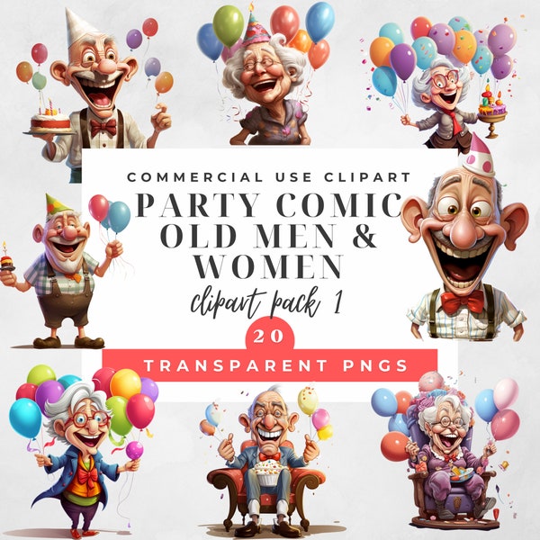 Cartoon Old Men Women Clipart/Cartoon Graphics/Old People Sublimation/Funny Comic Old Men Women/Grandparent Clipart/Grandma Grandpa Clipart