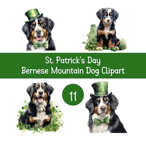 St. Patrick's Day Berner Sennenhund Clipart Bundle/Instant Download 11 PNG's/Hund Grafiken/Berner Welpe Sublimation/Dog Lover/Dog Mom