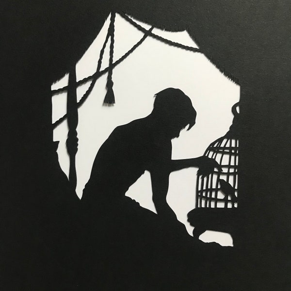 Gilded Cage, Original hand made Paper-Cut art work