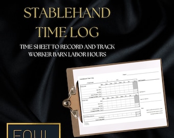 Time Sheet for Stablehands Barn Employees Grooms