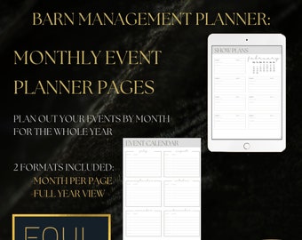 Monthly Equine Event Planners: Pages from the Equestrian Planners