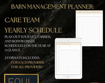 Care Team Yearly Schedules: Pages from the Equestrian Planners