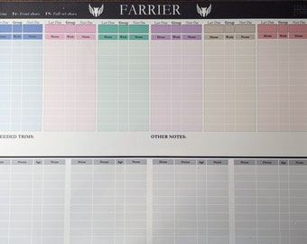 Farrier Schedule Dry Erase Whiteboard