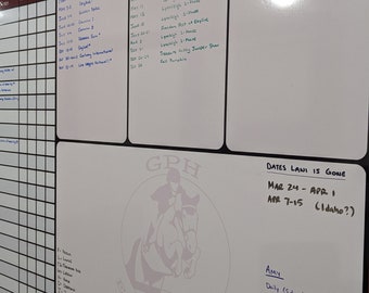 Equestrian Training Program Dry Erase Whiteboard