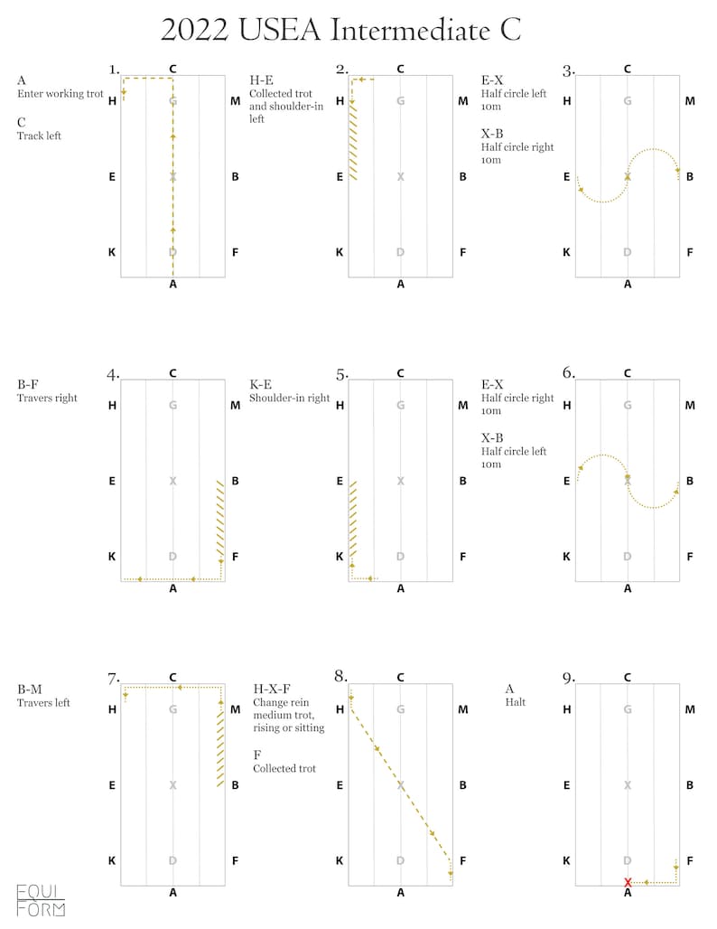 2022-usea-intermediate-dressage-test-diagrams-etsy
