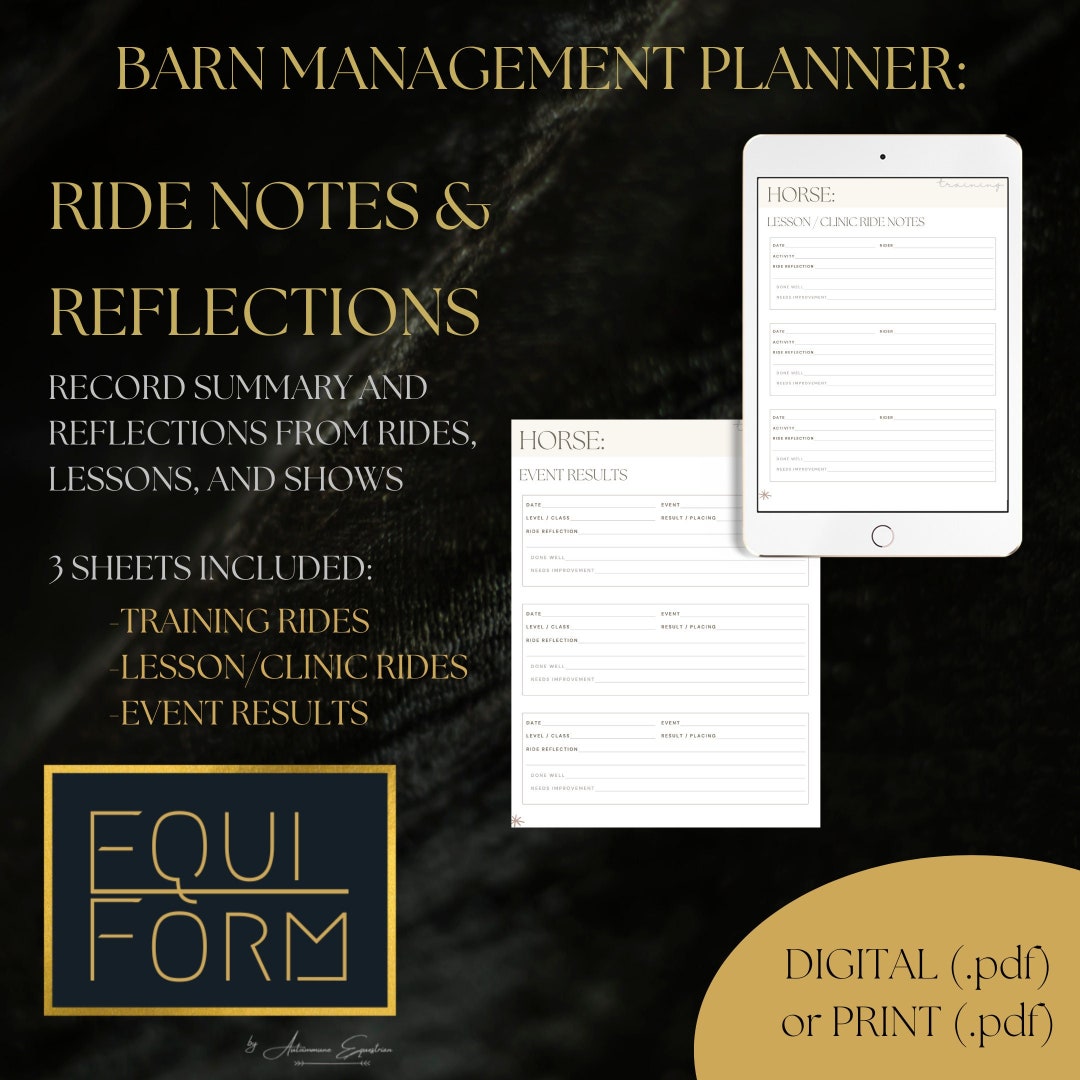 Car Rider Note Template Ride Notes & Reflections: Pages From the Equestrian Planners - Etsy