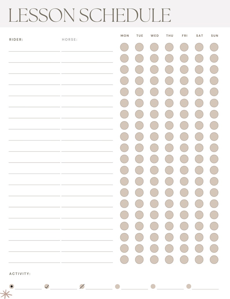 Training & Riding Lesson Schedules: Pages From the Equestrian Planners ...