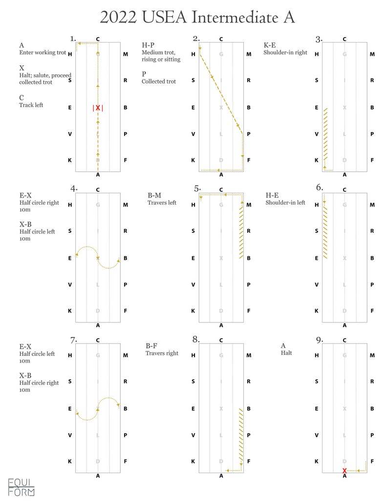 2022 USEA Intermediate Dressage Test Diagrams Etsy