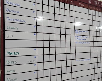 Equestrian Training Program Dry Erase Whiteboard