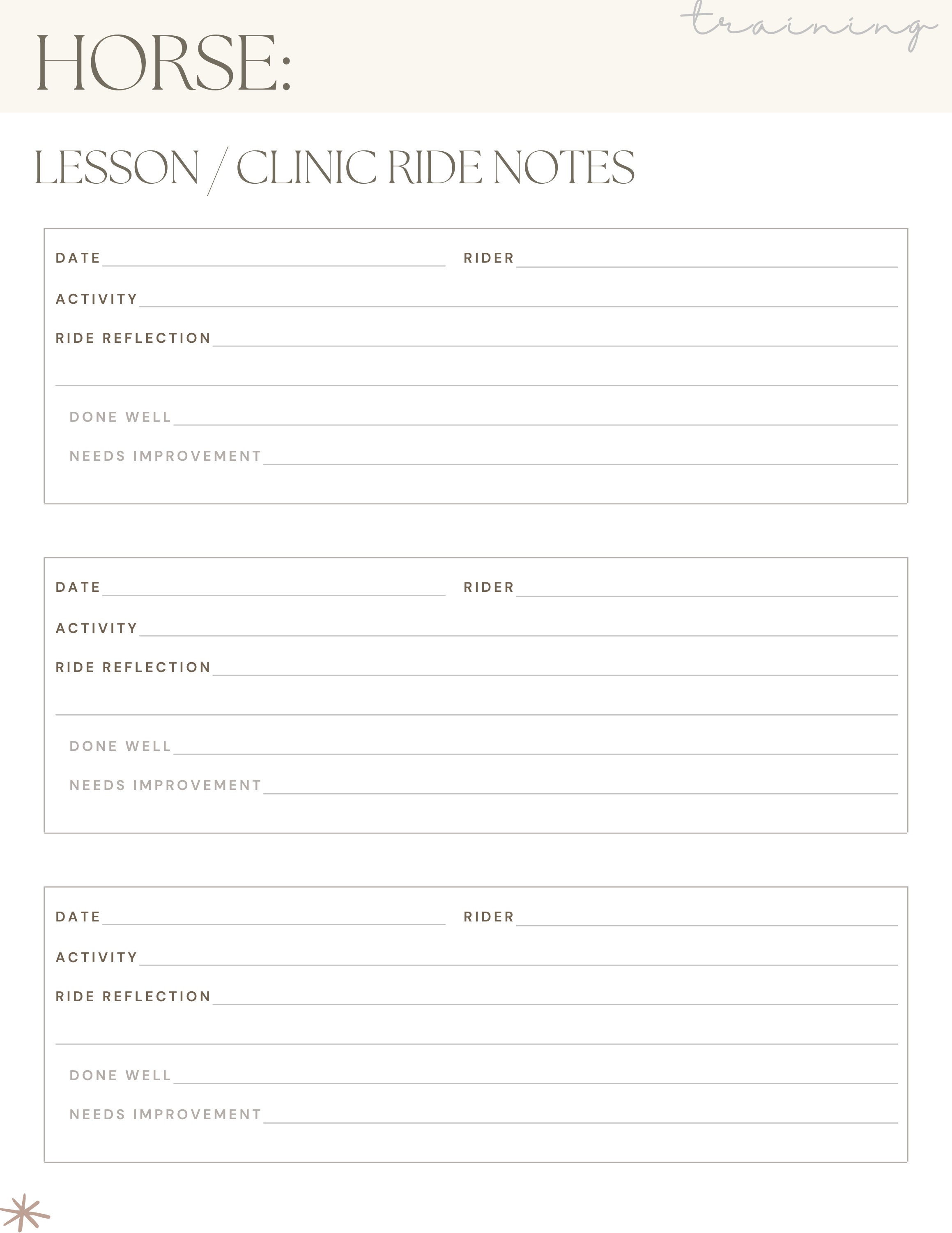 Ride Notes & Reflections: Pages From the Equestrian Planners - Etsy
