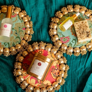 Diwali Gift Decor , Diwali Festive Plate, Handmade, Brocade fabric, Gifts under 30