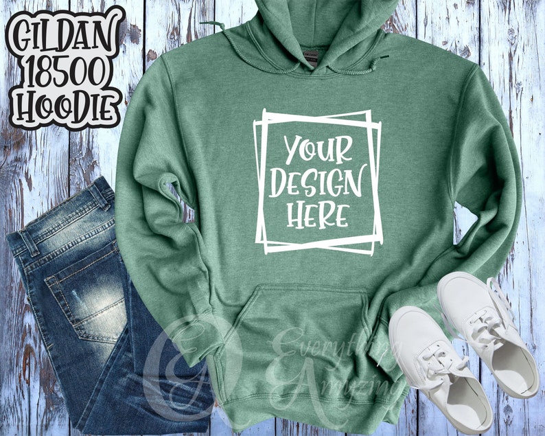 Heather Sport Dark Green Gildan 18500 Mockup Hoodie 18500 - Etsy