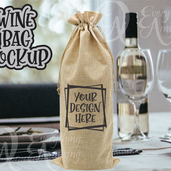 Canvas Wine Bag Mockup, Everyday themed Mockup, Wine Bag, Burlap/Jute Wine Bag Mockup, Blank Wine Bag Mockup, Instant Download, Jpeg file