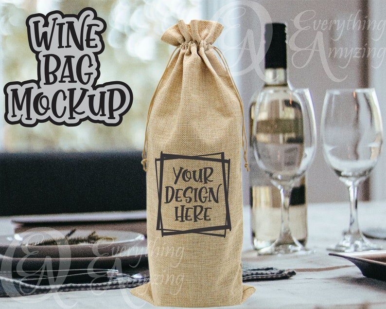 Canvas Wine Bag Mockup Everyday Themed Mockup Wine Bag Etsy