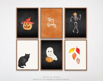 Cute Halloween Printable Wall Art | Set of 10 | Watercolor Style | Halloween Home Decor | Halloween Gallery Wall | Digital Download |