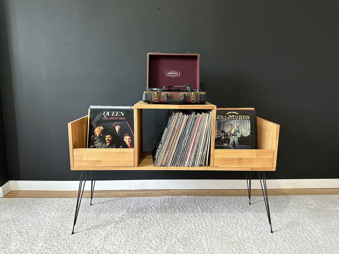 The Vinyl Storage End Table Table for Record Player Stand Etsy