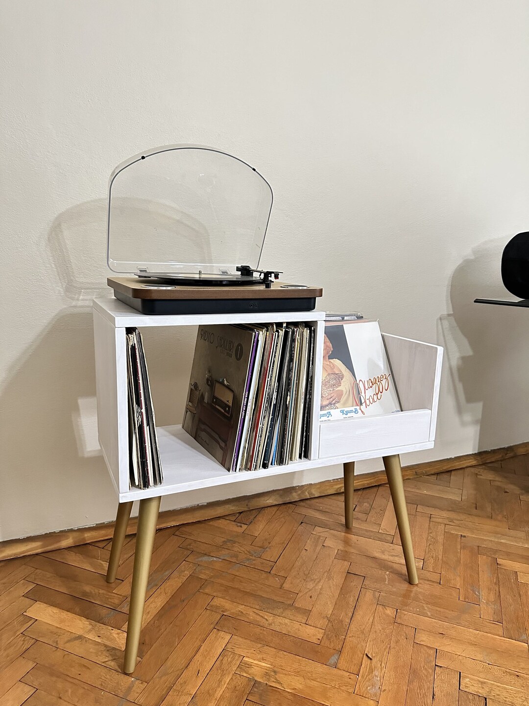 White Vinyl Console the Vinyl Storage End Table Record Etsy