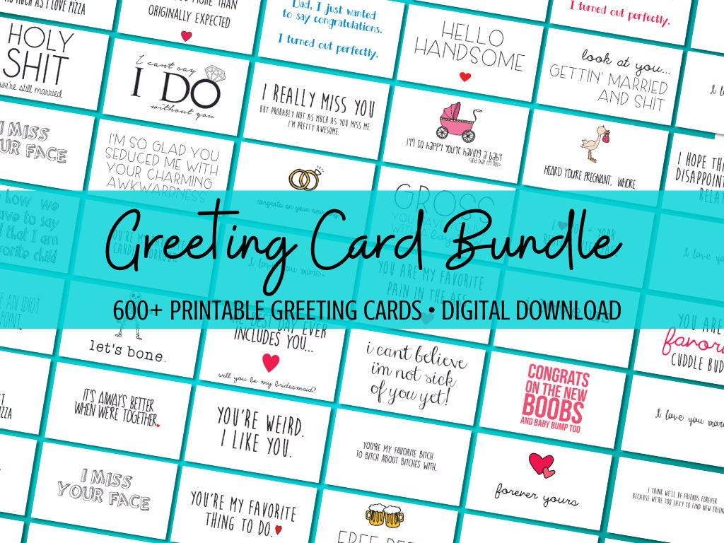 600 Printable Greeting Cards Bundle Digital Greeting Cards Etsy