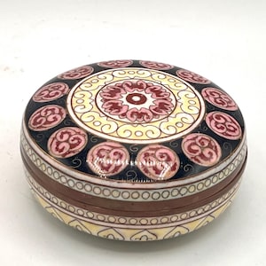 Boîte à bijoux ronde avec couvercle cloisonné