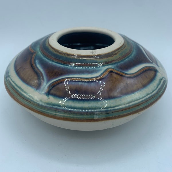 Bill Campbell Studio Pottery Small Oil Lamp Base with Creamy Drip Glaze