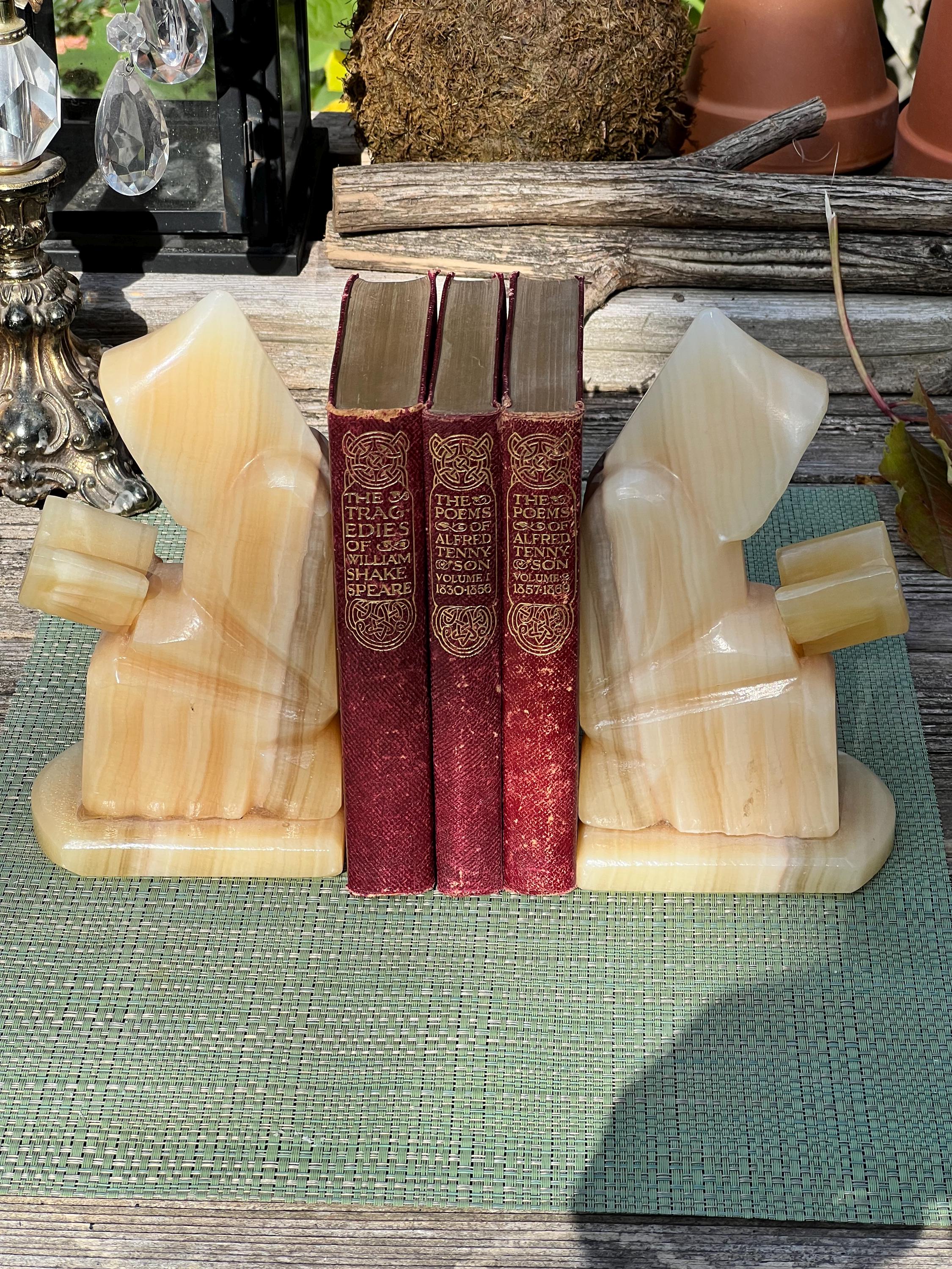 Serre-livres Ancien – Moines Assis – Plâtre – Marron – Occasion