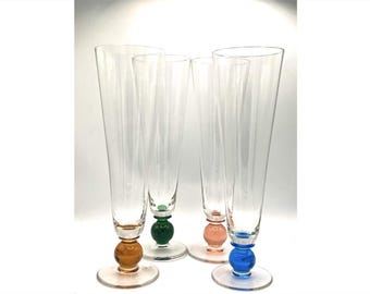 Vasos de cerveza Pilsner de media pinta con pie, juego de 4