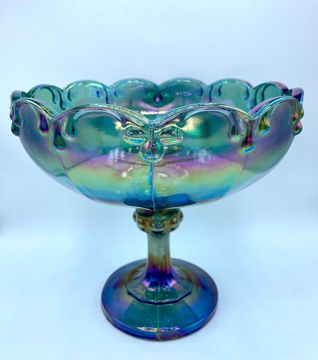 Carnival Glass Pedestal Bowl Etsy