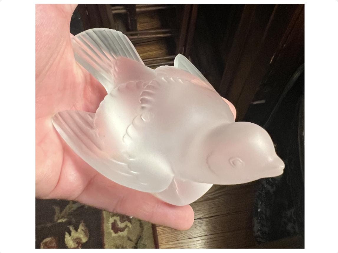 OLD LALIQUE フロストクリスタル女性像と白鳥 OLD LALIQUE フロスト