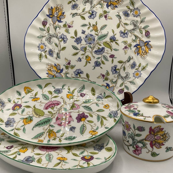 Haddon Hall by Minton, England, CHOICE: 1 Covered Marmalade, 1 Handled Cake Plate, 2 Small Oval Platters