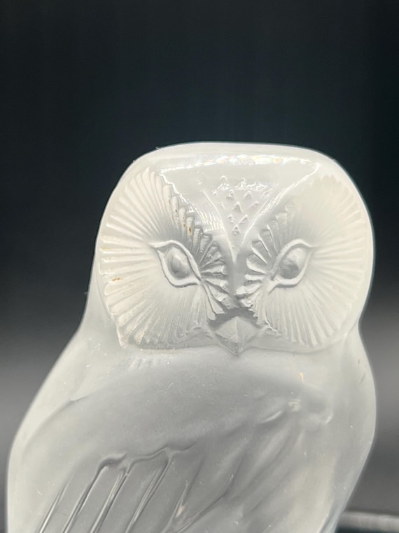 Lalique 'shivers' Crystal Chouette Owl Signed Paper Weight, Made