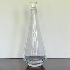 Decanter, Mid Century Modern Style, Crystal Decanter with Ground Glass Stopper, Etched