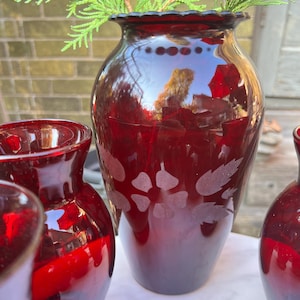 Anchor Hocking Royal Ruby Glass Vases, Vintage Red Glassware,  Each Priced Separately