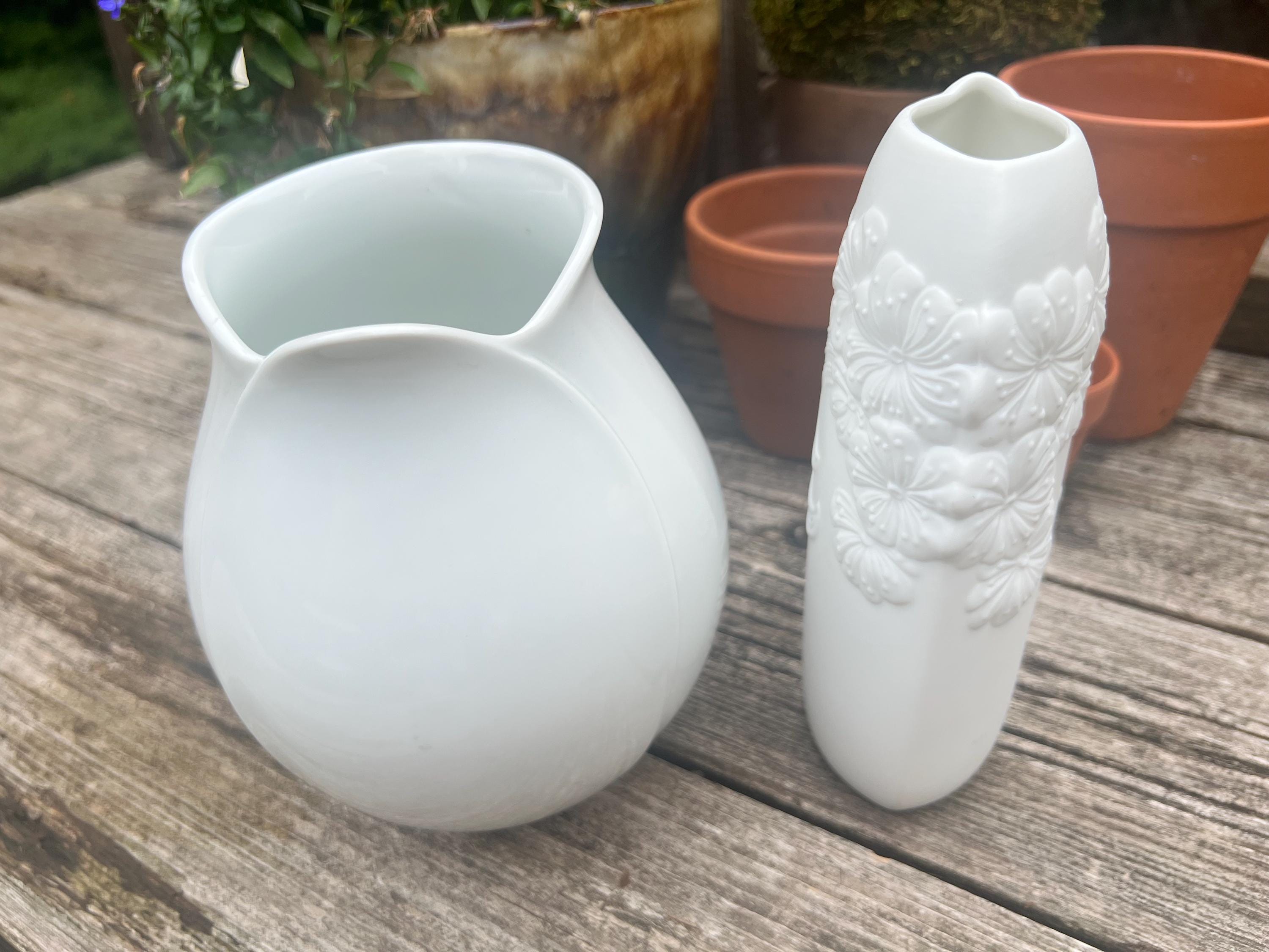 ドイツ購入 ドイツ製 大きめ 存在感 カイザーポーセレン 白い 花器