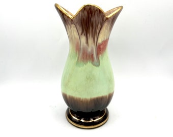 Bay Keramik 6" Tulip Shaped Drip Glaze Vase, Germany